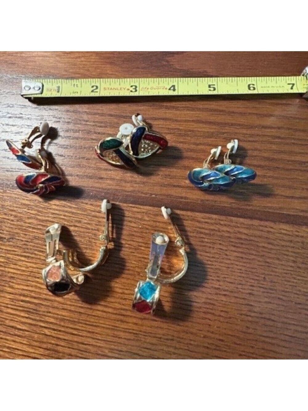 5 Pair of beautiful, colorful, clip earrings - Picture 10 of 10